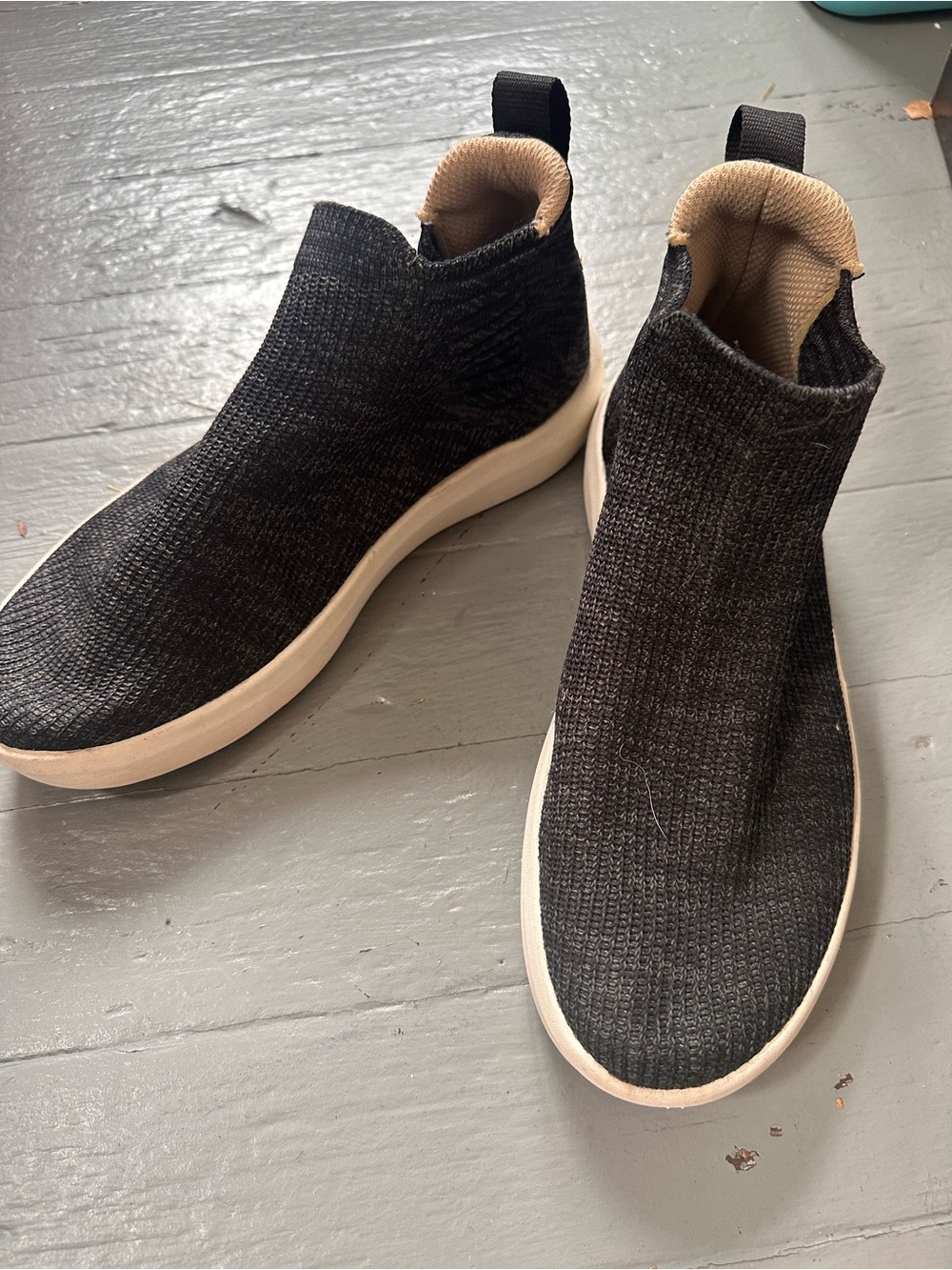 Women’s Black Slip-On Knit Sneakers with Cream Sole